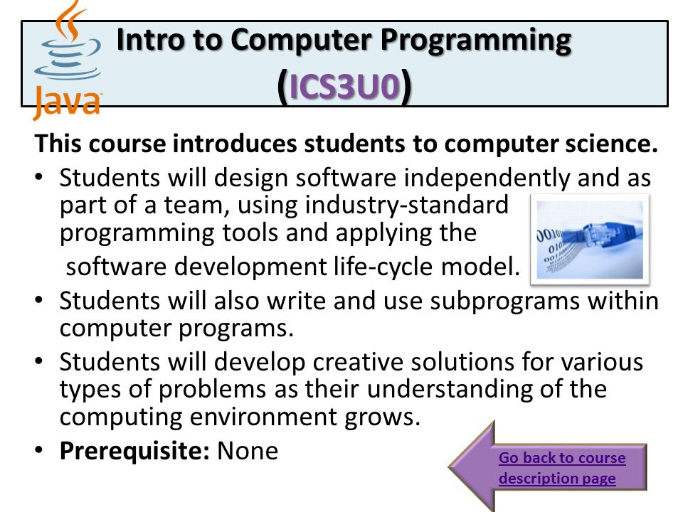Intro to Computer Programming (ICS3U0)
