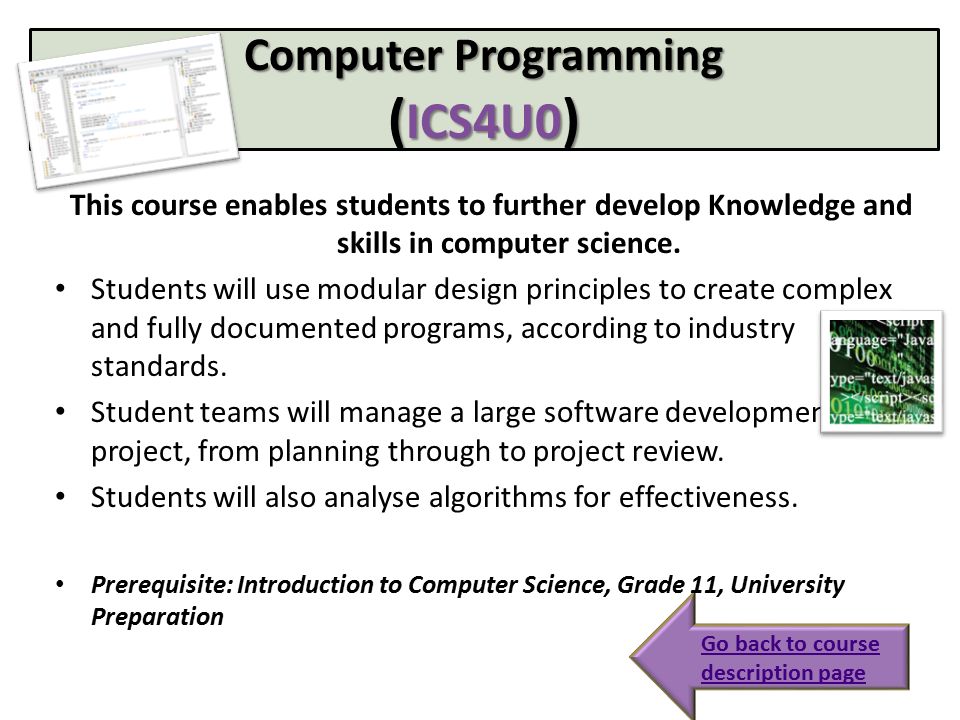 Computer Programming (ICS4U0)