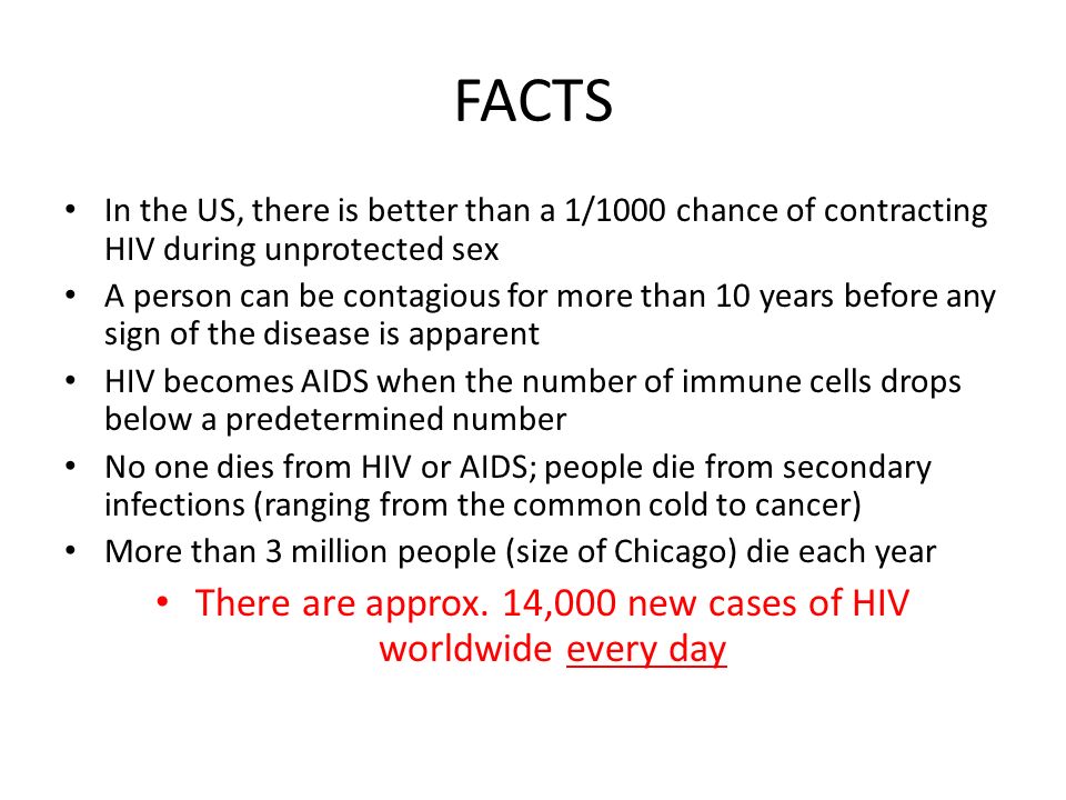 There are approx. 14,000 new cases of HIV worldwide every day