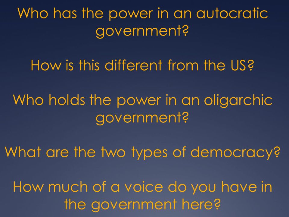 Who has the power in an autocratic government