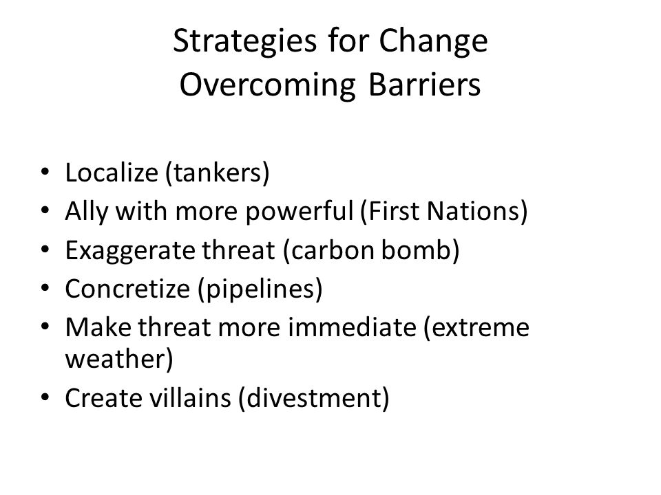 Strategies for Change Overcoming Barriers