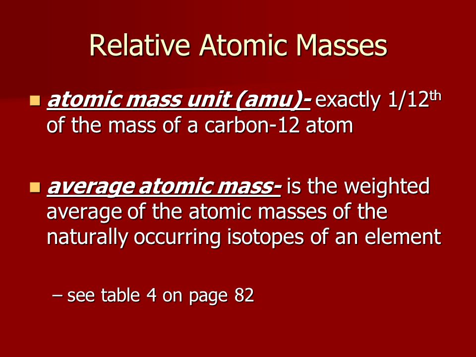 Relative Atomic Masses