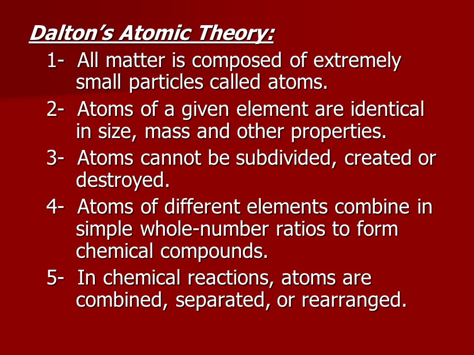 Dalton’s Atomic Theory: