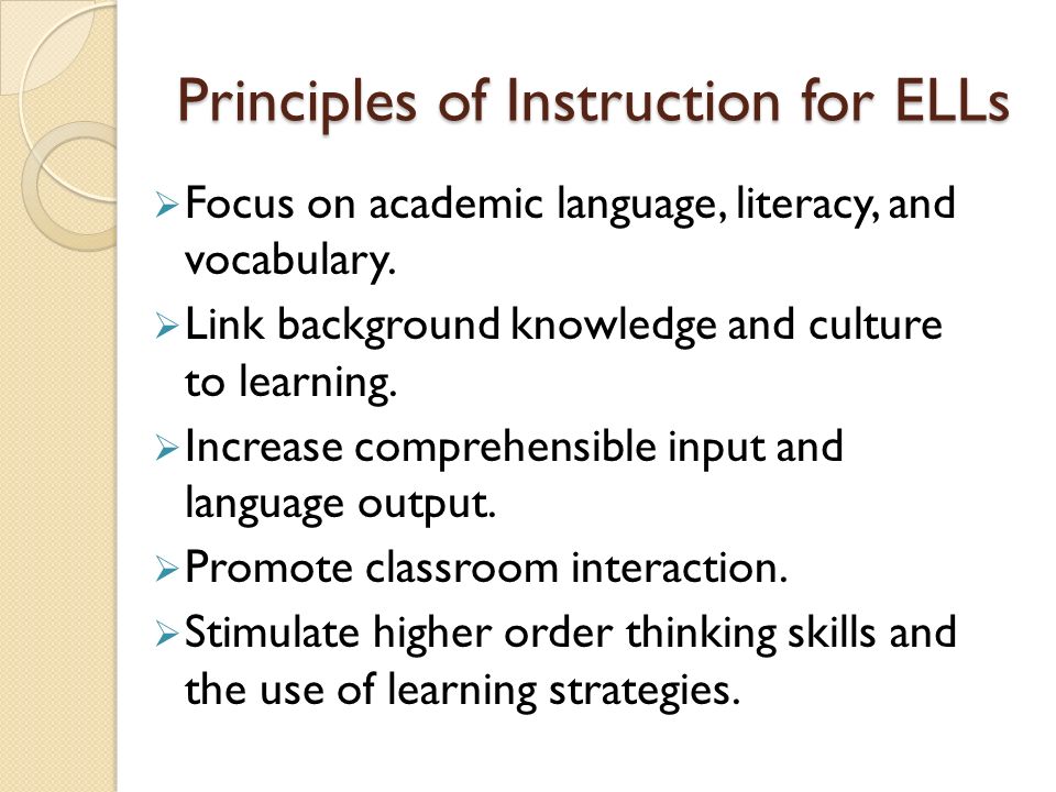 Principles of Instruction for ELLs