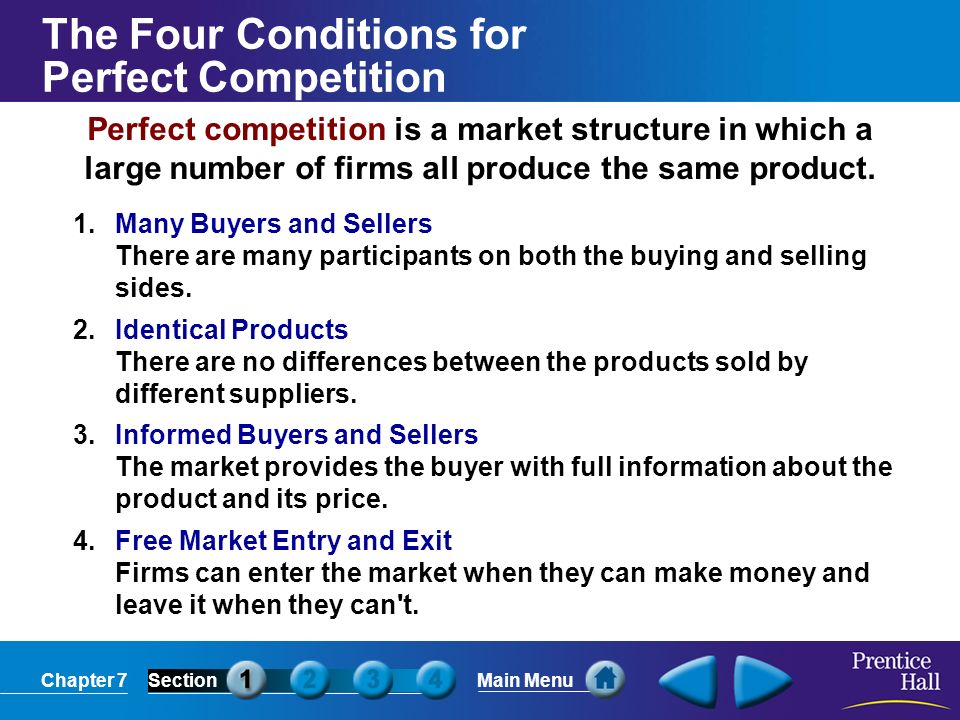 four conditions for perfect competition