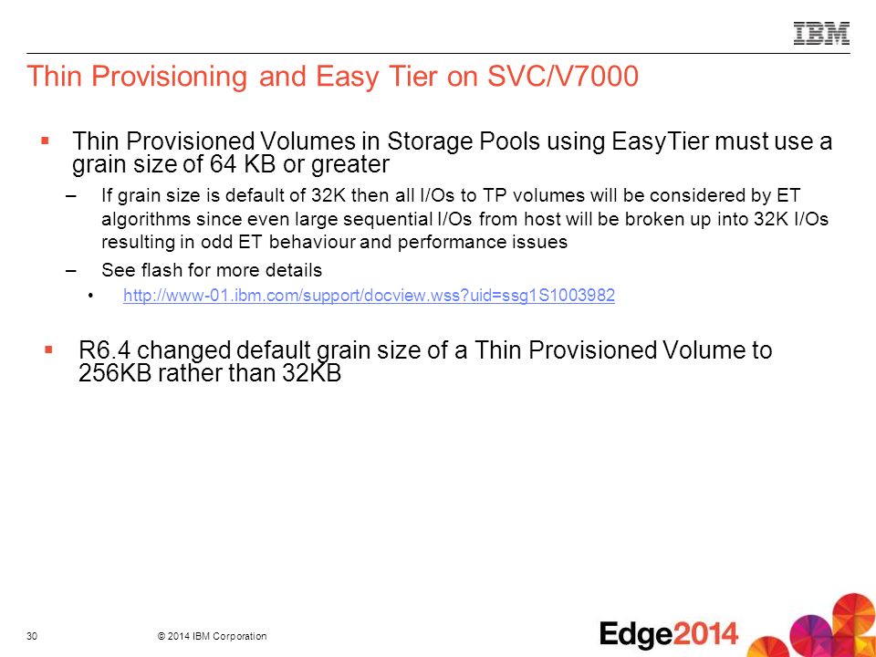 Thin Provisioning and Easy Tier on SVC/V7000
