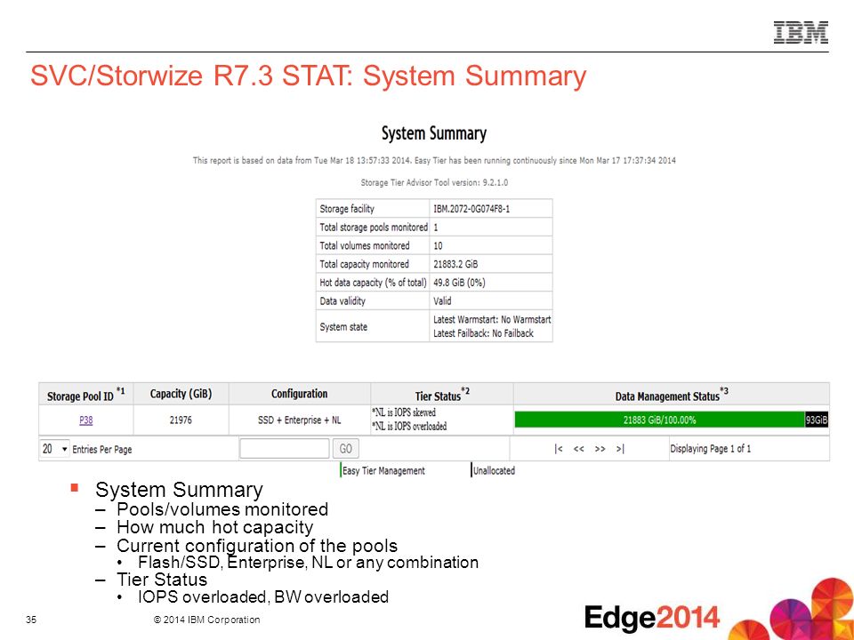 SVC/Storwize R7.3 STAT: System Summary