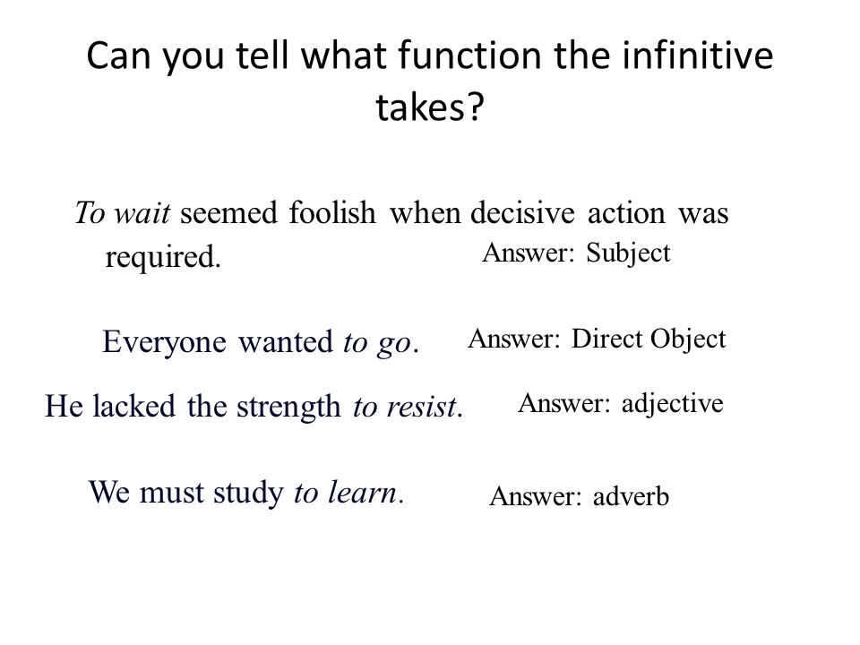 Can you tell what function the infinitive takes
