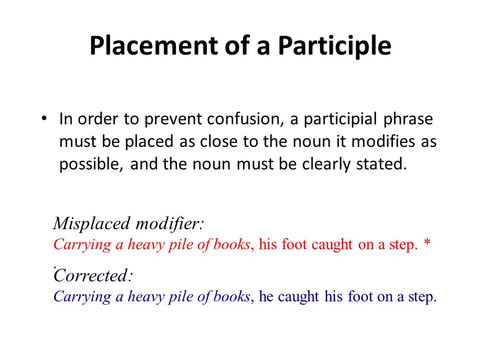 Placement of a Participle