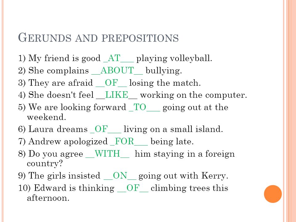 Gerunds and prepositions