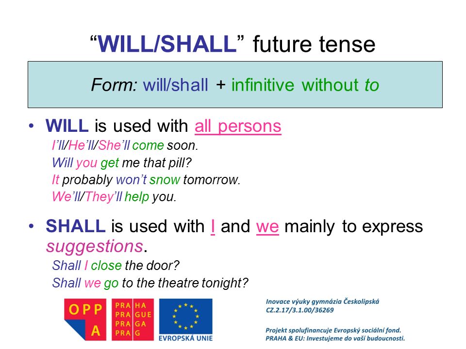 WILL/SHALL future tense