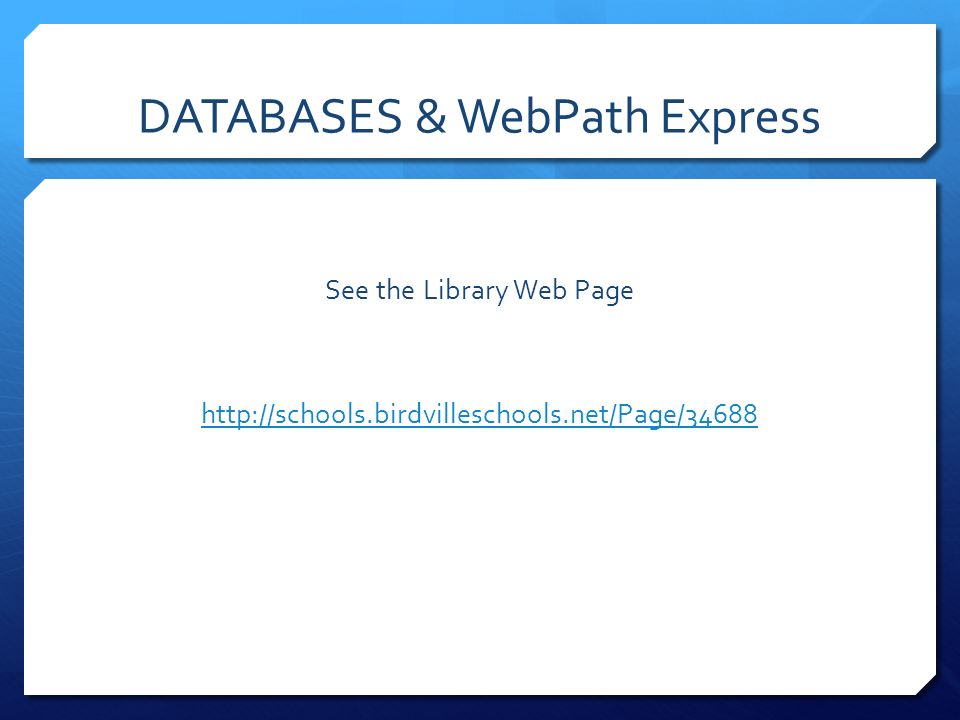 DATABASES & WebPath Express