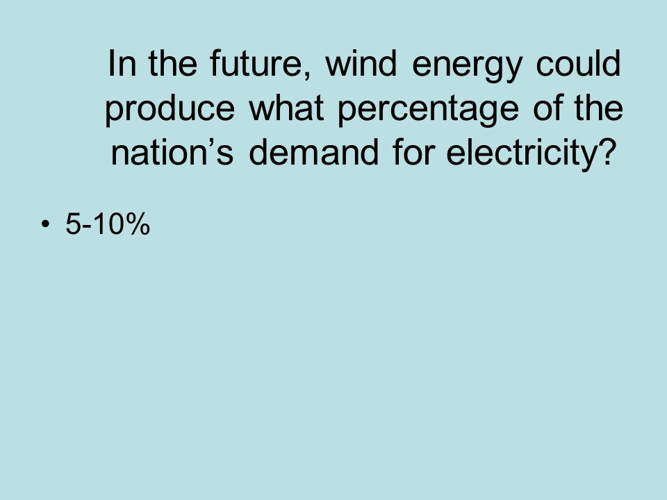 In the future, wind energy could produce what percentage of the nation’s demand for electricity