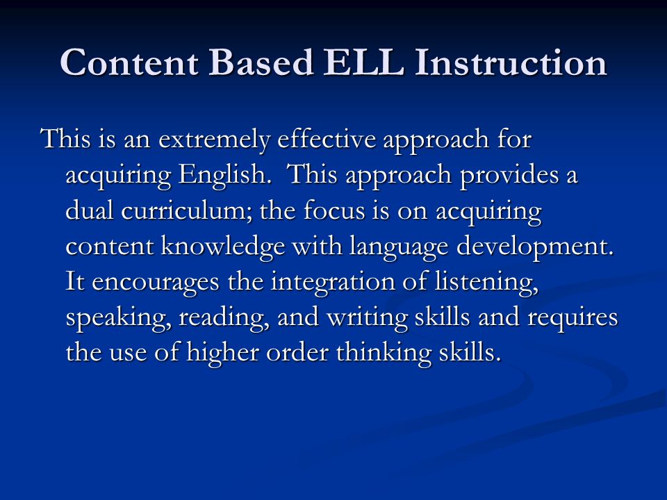Content Based ELL Instruction