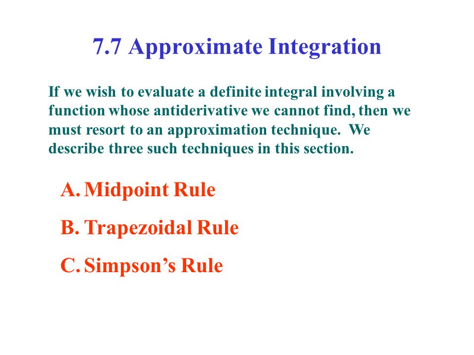 7.7 Approximate Integration