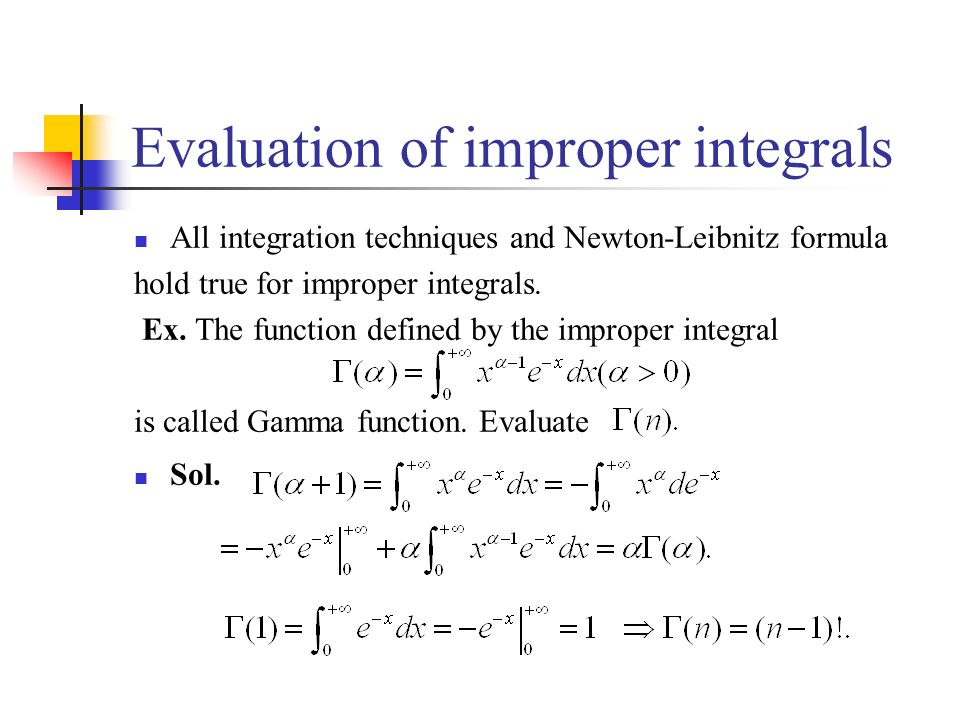 Evaluation of improper integrals