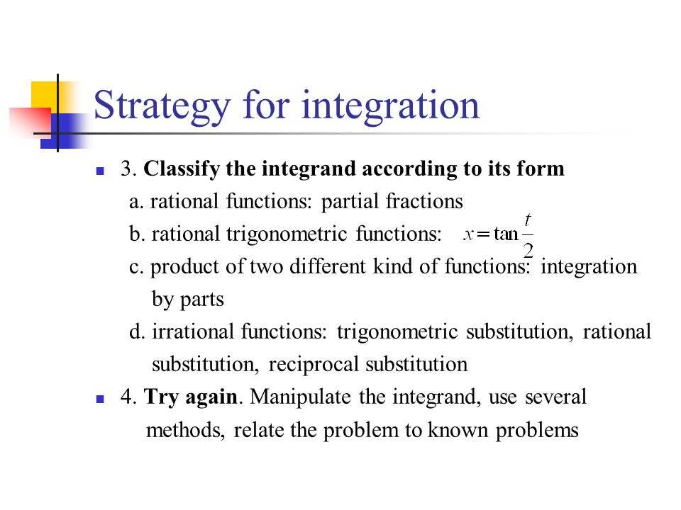 Strategy for integration