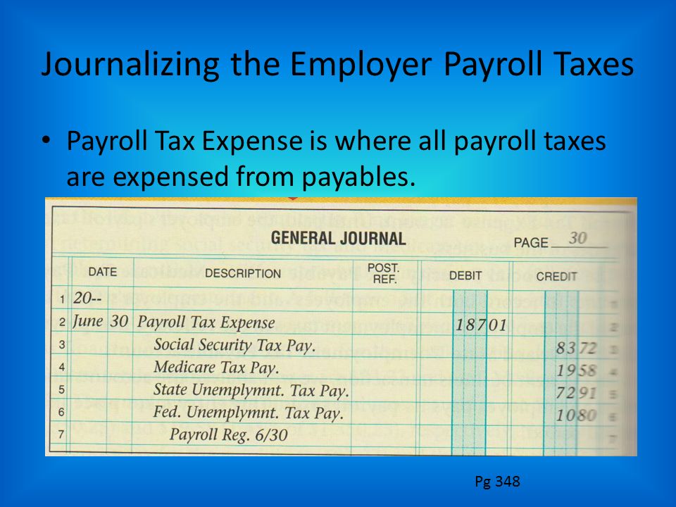 Journalizing the Employer Payroll Taxes