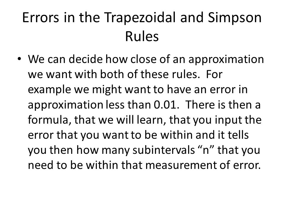 Errors in the Trapezoidal and Simpson Rules