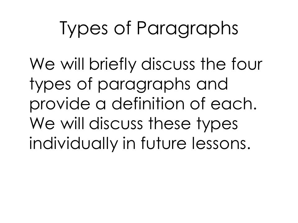 Types of Paragraphs