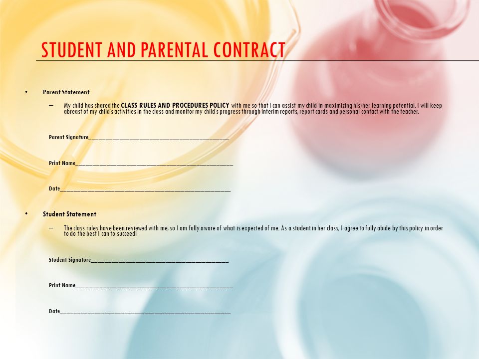 Student and Parental Contract
