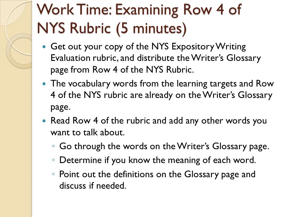 Work Time: Examining Row 4 of NYS Rubric (5 minutes)
