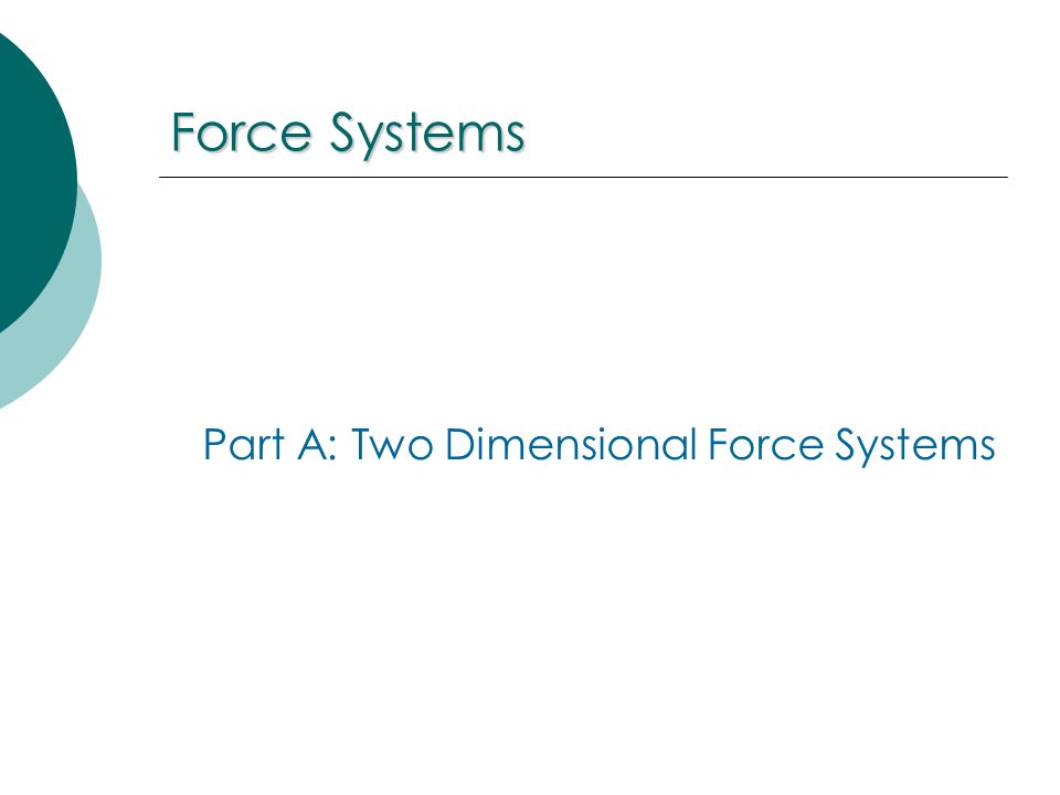 Force Systems Part A: Two Dimensional Force Systems