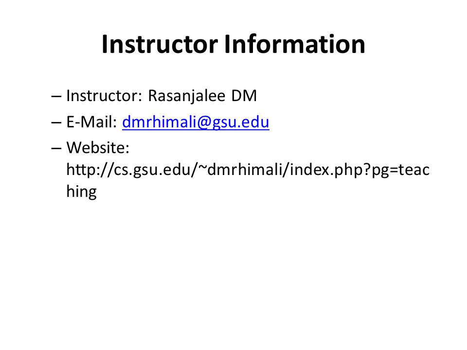 Instructor Information