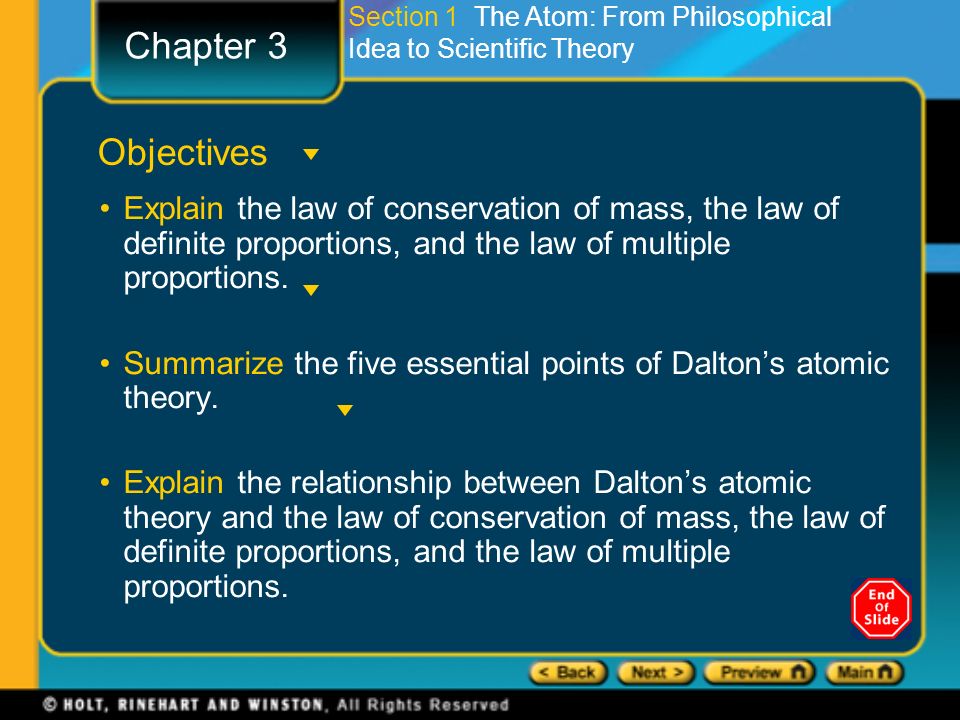 Section 1 The Atom: From Philosophical Idea to Scientific Theory