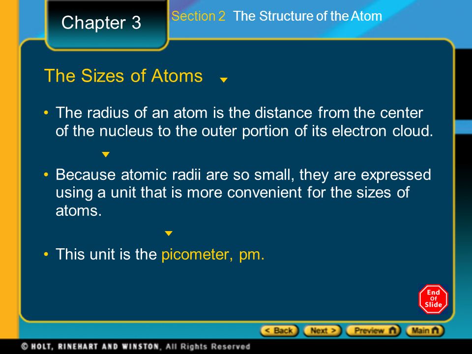 Chapter 3 The Sizes of Atoms