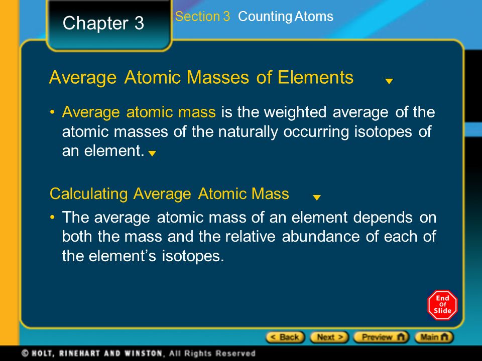 Average Atomic Masses of Elements