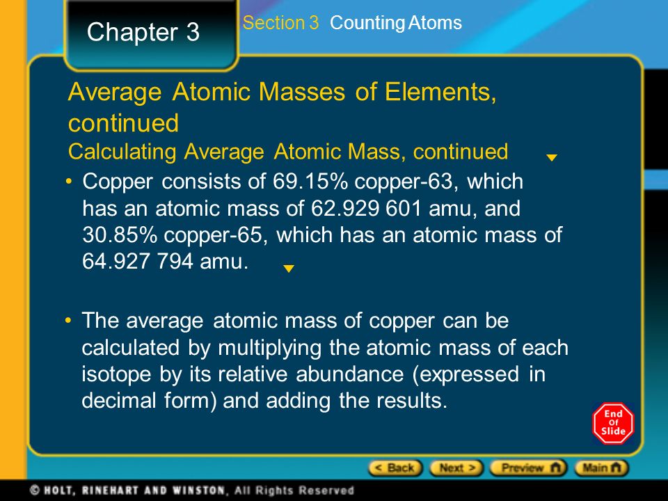 Average Atomic Masses of Elements, continued