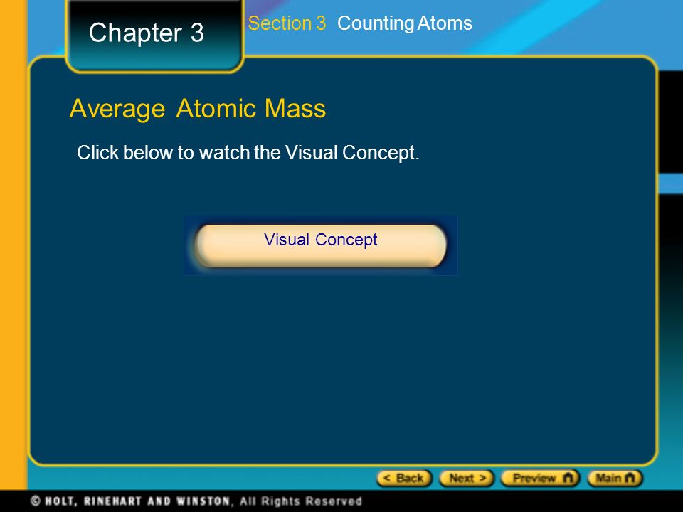 Chapter 3 Average Atomic Mass Section 3 Counting Atoms
