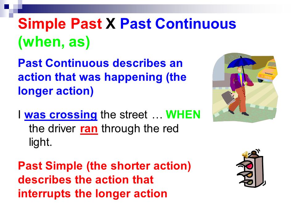 Simple Past X Past Continuous (when, as)