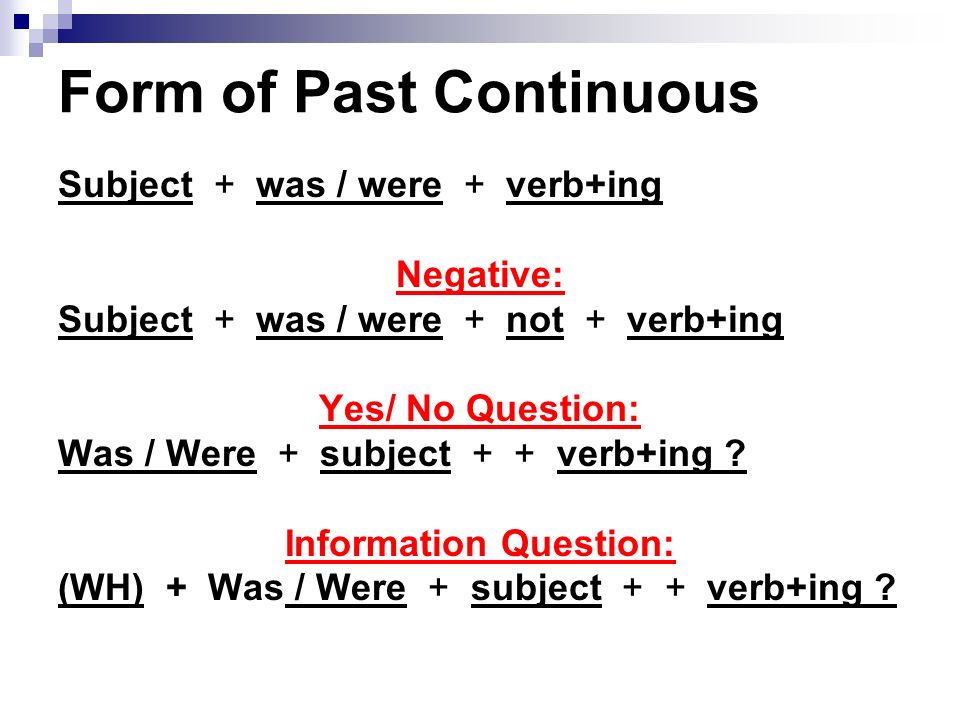 Form of Past Continuous