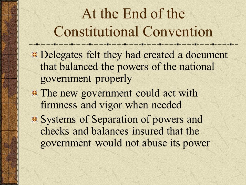 At the End of the Constitutional Convention