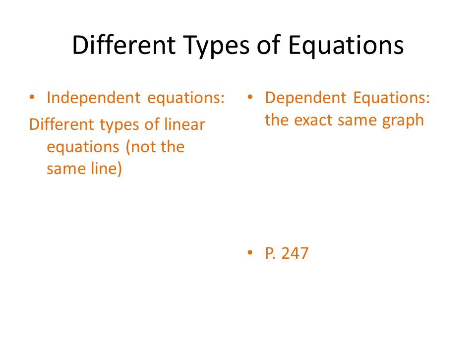 Different Types of Equations