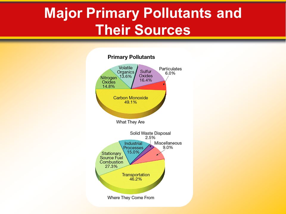 Major Primary Pollutants and Their Sources