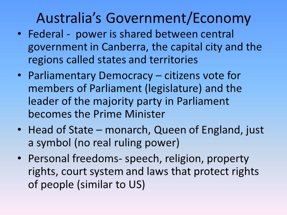 Australia’s Government/Economy