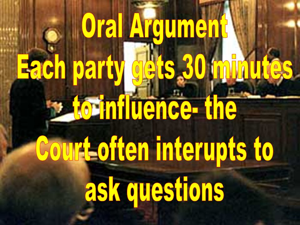 Each party gets 30 minutes to influence- the Court often interupts to