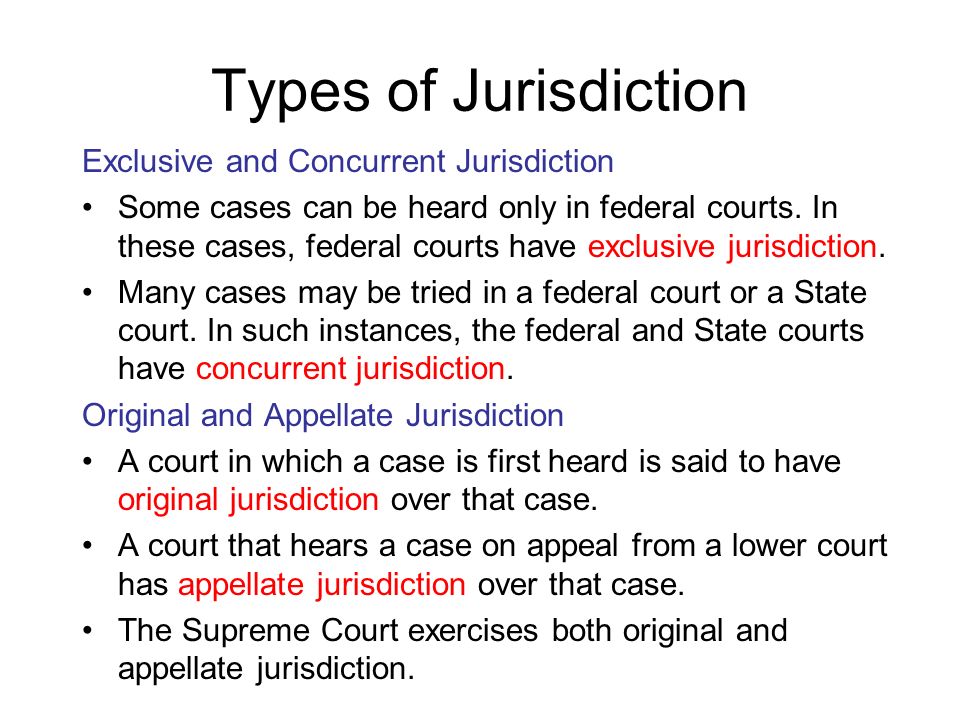 Types of Jurisdiction Exclusive and Concurrent Jurisdiction