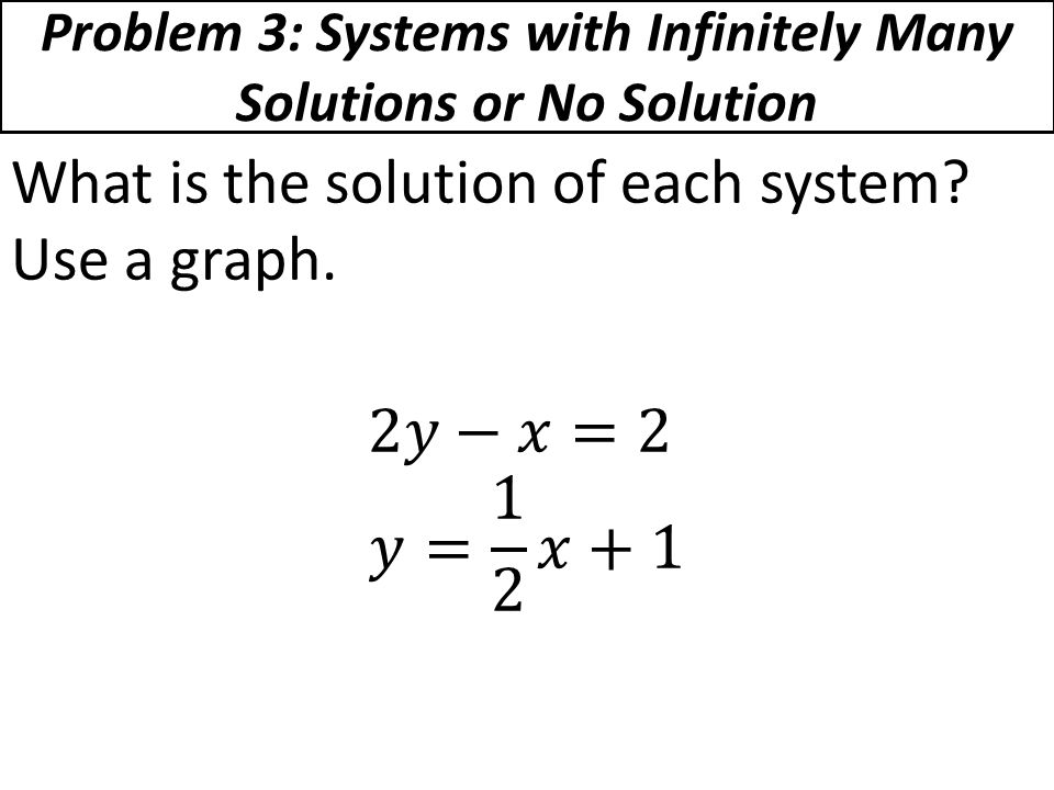 Problem 3: Systems with Infinitely Many Solutions or No Solution