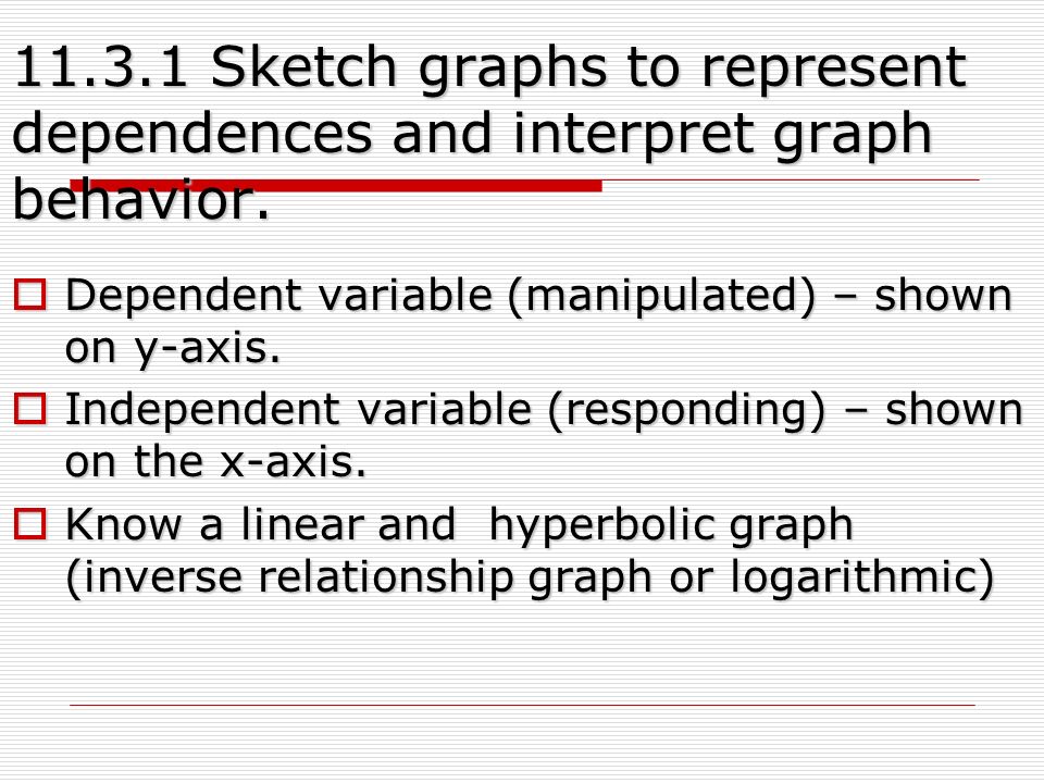 Sketch graphs to represent dependences and interpret graph behavior.