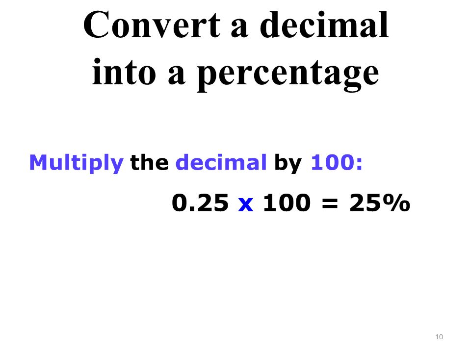 Convert a decimal into a percentage