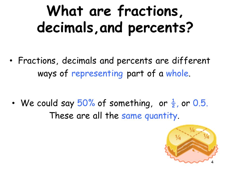 What are fractions, decimals,and percents