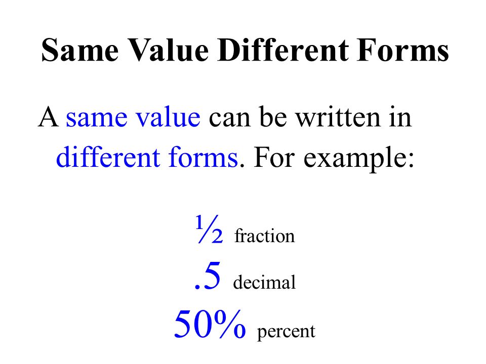 Same Value Different Forms