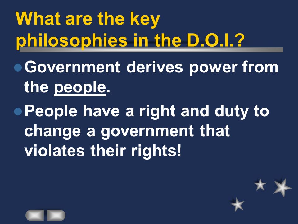 What are the key philosophies in the D.O.I.