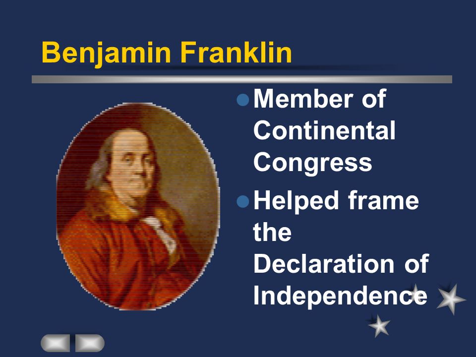 Benjamin Franklin Member of Continental Congress