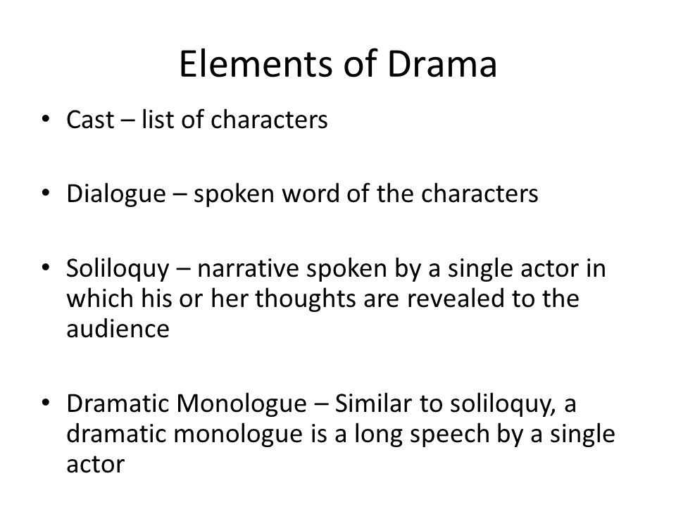 Elements of Drama Cast – list of characters