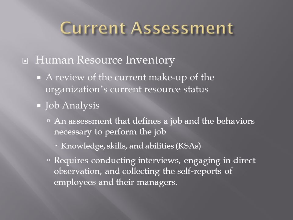 Current Assessment Human Resource Inventory